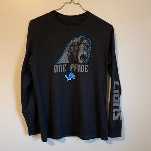 Black Mens M Majestic NFL Detroit Lions LongSleeve
